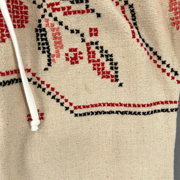 LEEBA MARKS Vintage Shirt Womens Large Cream Embroidered Boho Peasant - Picture 7 of 12